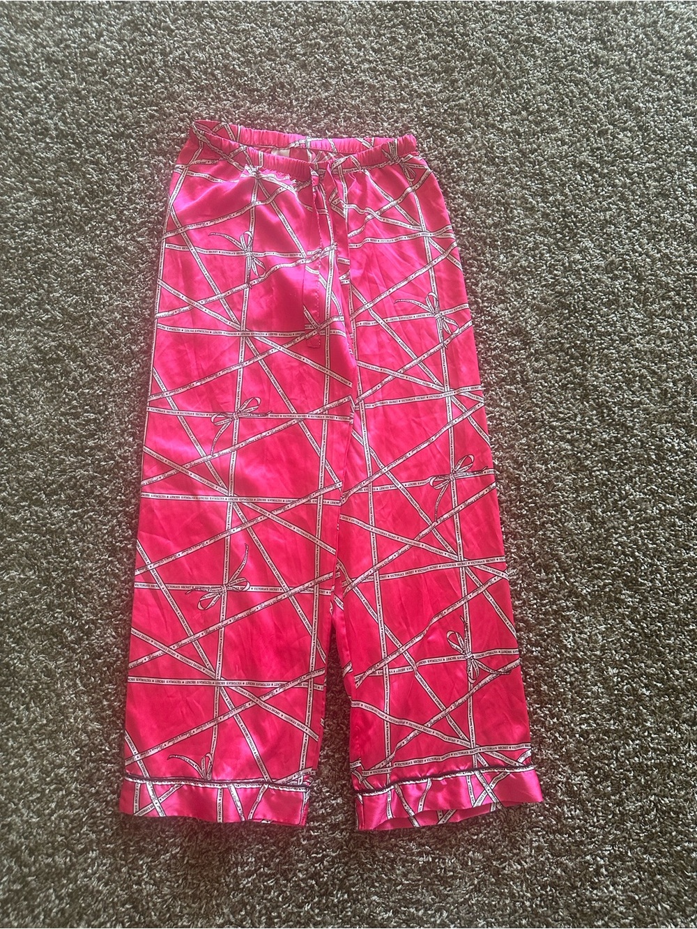 Victoria's Secret Bright Pink Ribbon-Print Pajama Pants